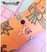 Purple Pearls And Charms Bracelet