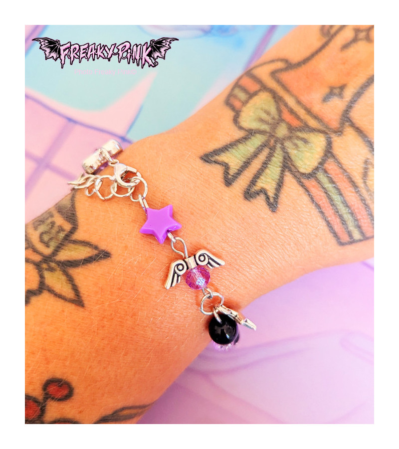 Purple Pearls And Charms Bracelet