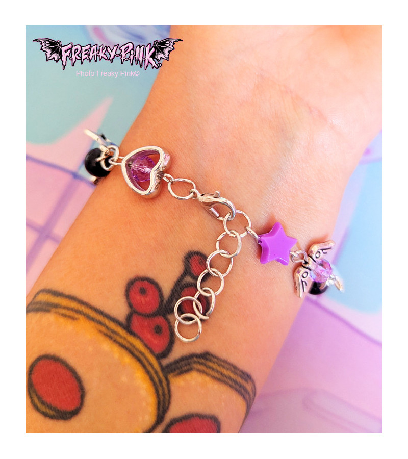 Bracelet Breloques Perles Violettes