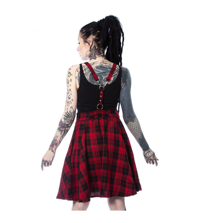 Robe Tablier A Carreaux Rouges Et Noirs Maude Pinafore