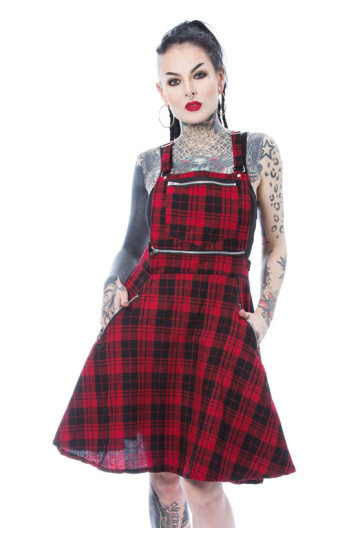 Robe Tablier A Carreaux Rouges Et Noirs Maude Pinafore