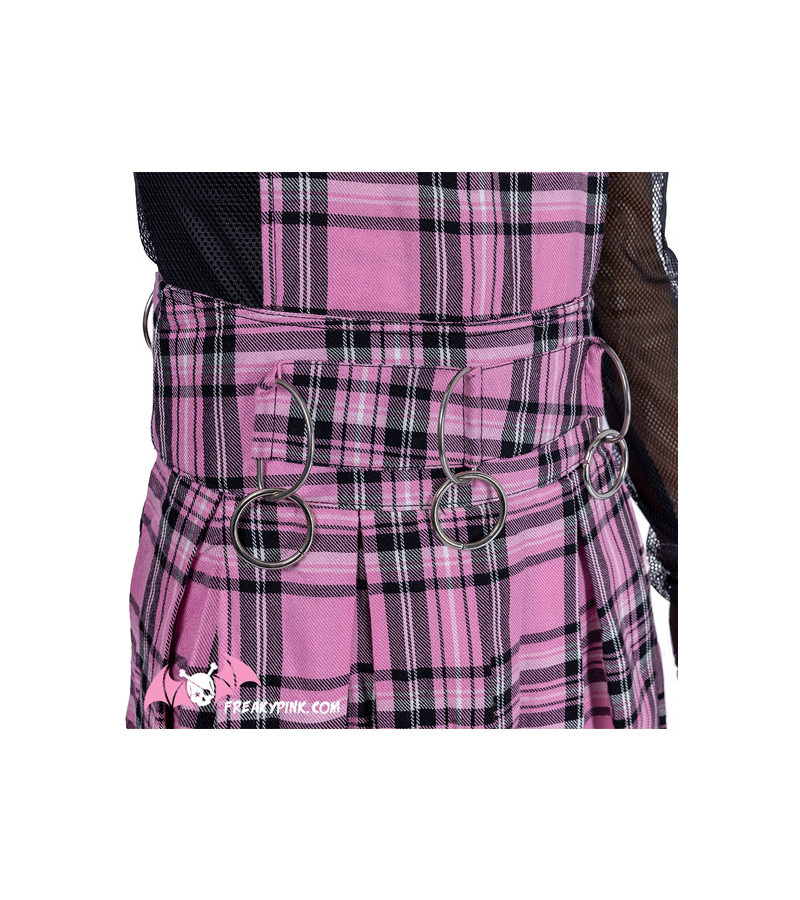 Faye Pinafore Pink And Black Checkered Dress