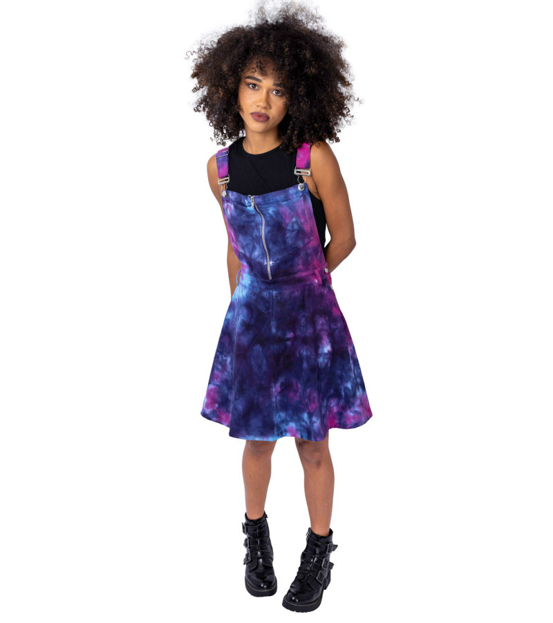 Monet Pinafore Pink And Blue Tie And Dye Dress