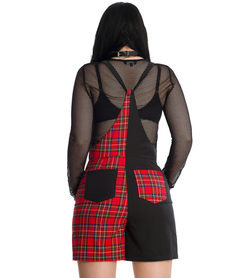 Red And Black Plaid Playsuit