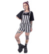 Default In Item ! Black And White Striped Dungarees Size XL