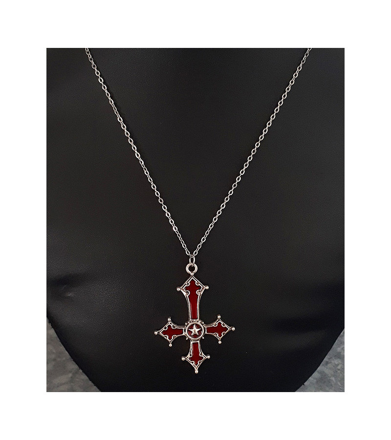 Red Inverted Cross - Freaky Pink