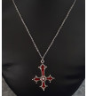 Collier Croix Inversée Rouge