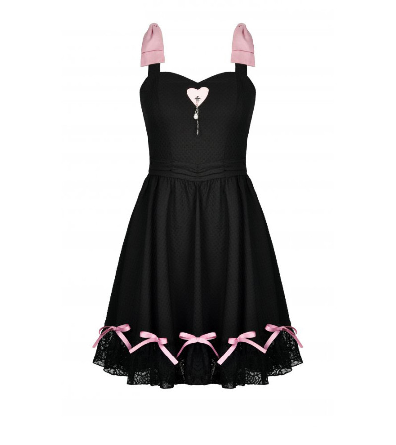 Doll Heart Pink Black Dress