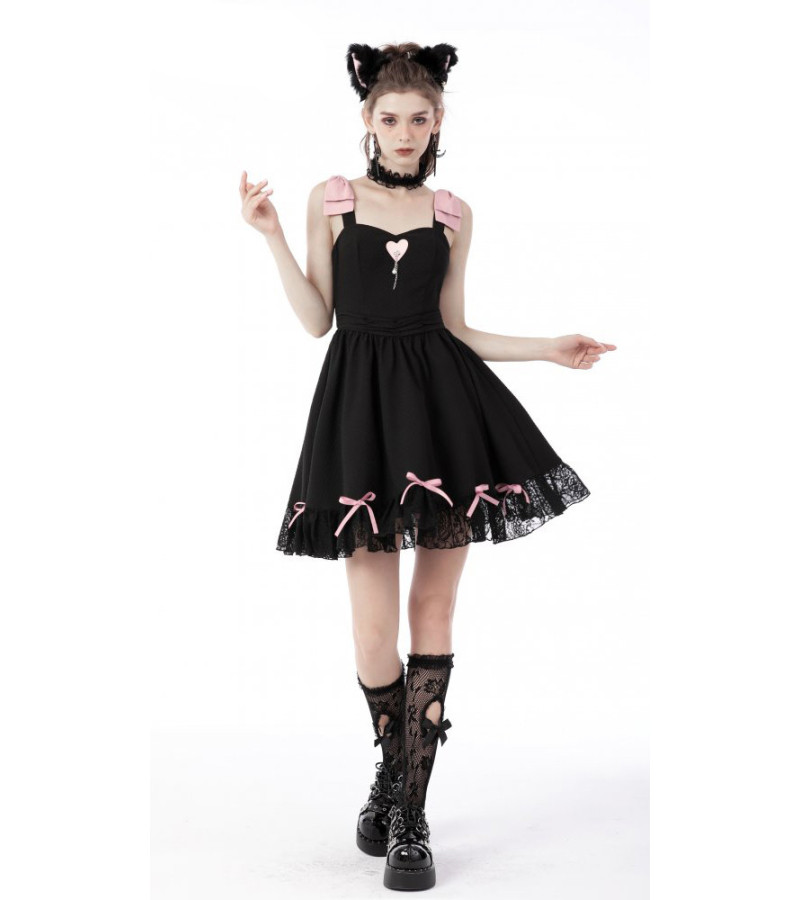 Doll Heart Pink Black Dress