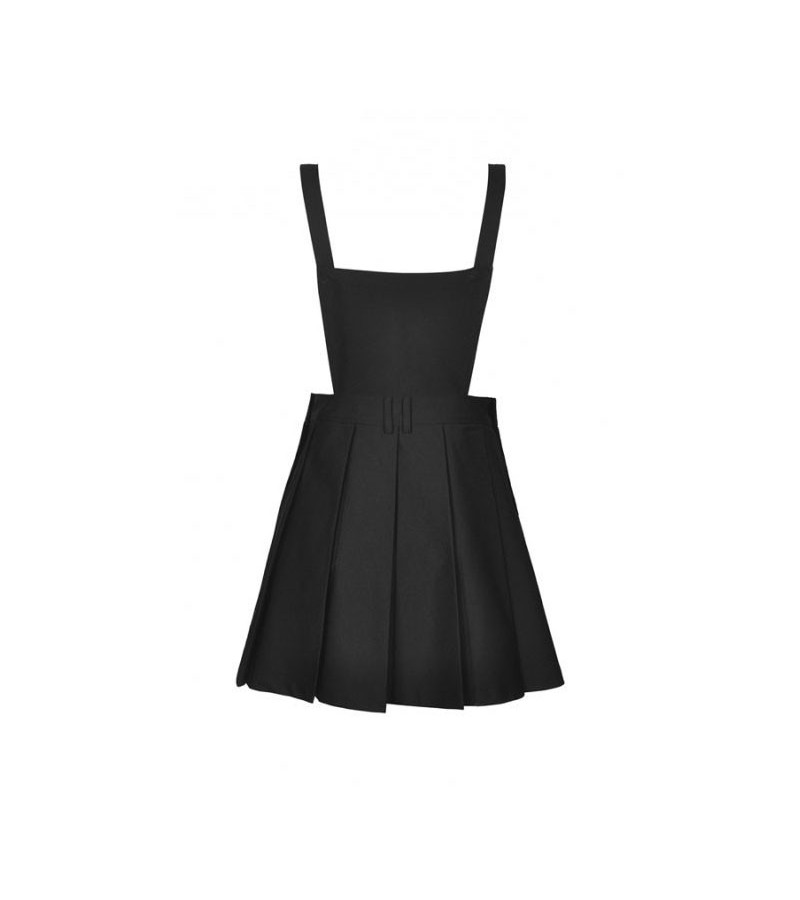 Black Pleated Pentagram Pinafore Dress Size L