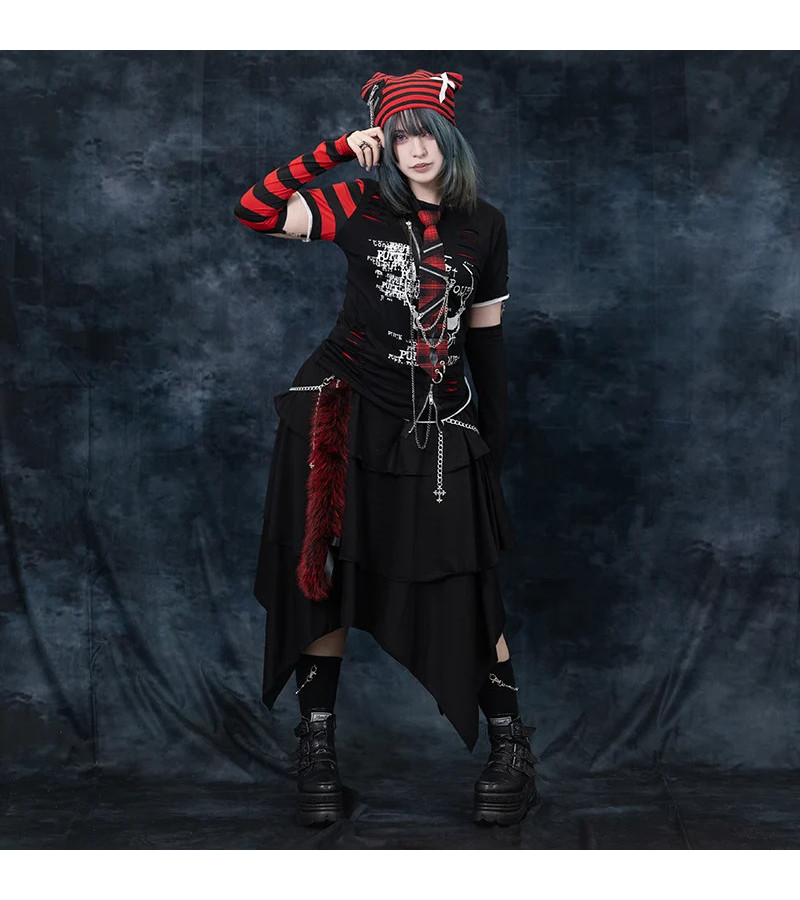 Dark Abyss Cross Chain Skirt Black ACDC RAG