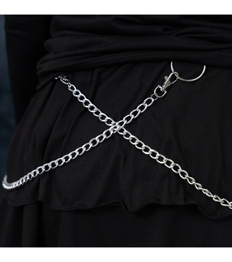Dark Abyss Cross Chain Skirt Black ACDC RAG