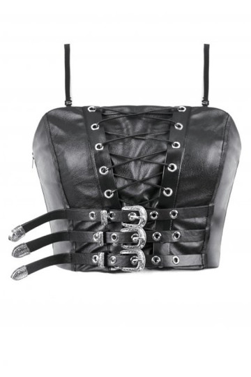Black Straps Corset  - Freaky Pink