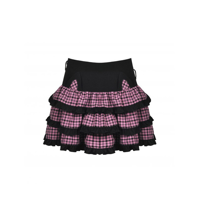 Magic Cat Pink Plaid Frilly Skirt