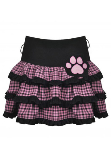 Magic Cat Pink Plaid Frilly Skirt (back)