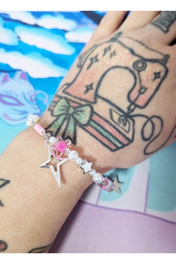 Pink Stars And Hearts Kawaii Bracelet - Freaky Pink