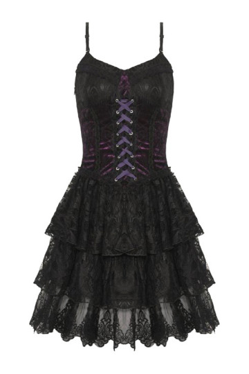 Gothic Purple And Black Dress Front Lacing