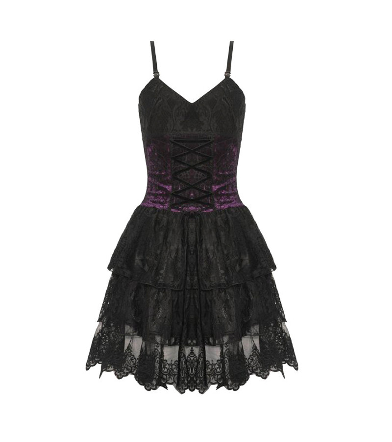 Gothic Purple And Black Dress Back lacing