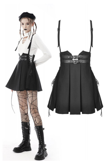 Black Pleated Belts And Lacings Dress