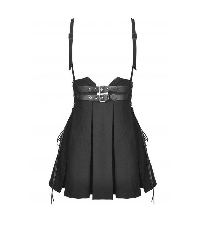 Black Pleated Belts And Lacings Dress