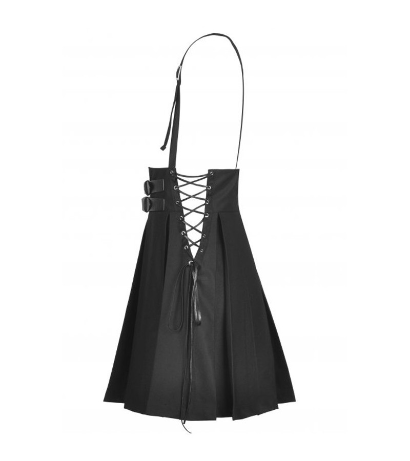 Black Pleated Belts And Lacings Dress