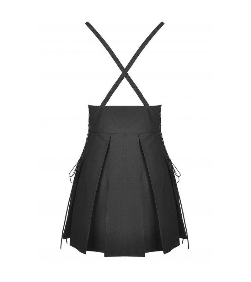 Black Pleated Belts And Lacings Dress