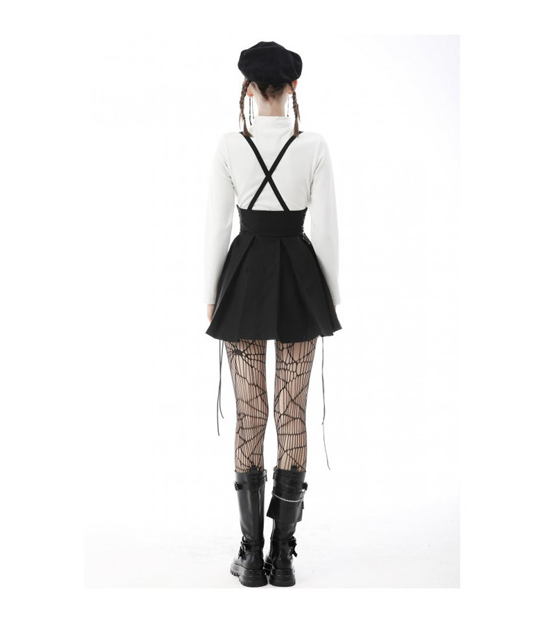 Black Pleated Belts And Lacings Dress
