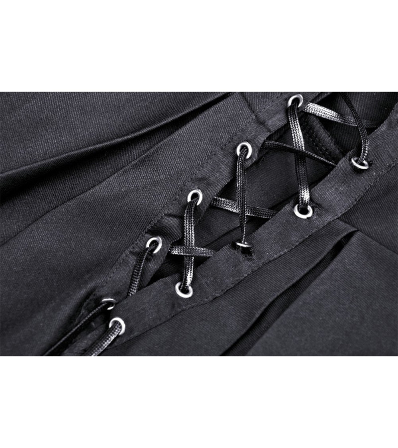 Black Pleated Belts And Lacings Dress