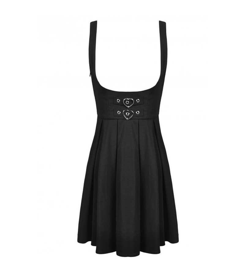 Black Pleated Preppy Style Dress