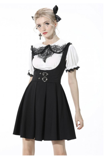 Black Pleated Preppy Style Dress