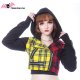 Veste Courte Bicolore Tartan Rouge et Jaune