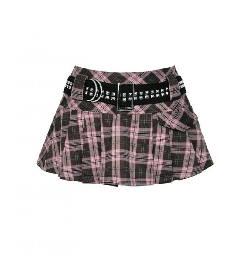 Pink Plaid Mini Skirt