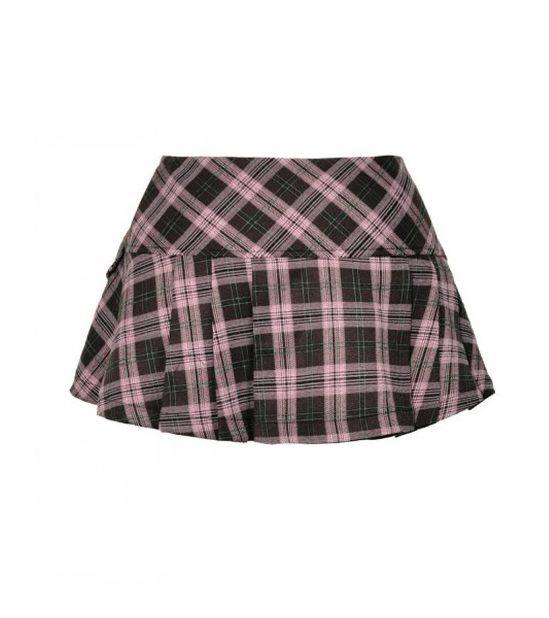 Pink Plaid Mini Skirt
