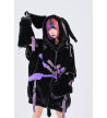 Black Purple Fluffy Devil Ears Coat - Psynyxx