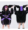Manteau Fourrure Oreilles De Diable Noir Et Violet - Psynyxx