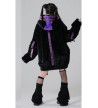 Black Purple Fluffy Cyber Coat - Psynyxx