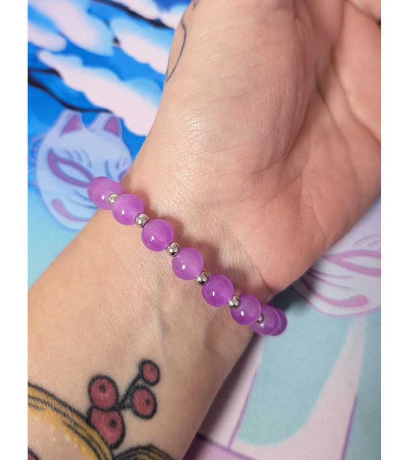 Bracelet Perles Violettes Lune Etoile