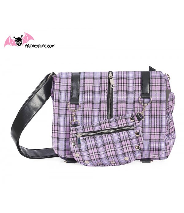 Sac tartan violet petit format