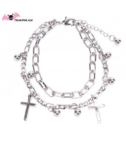 Bracelet chaînes et croix