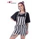 Short salopette rayé noir et blanc