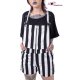 Short salopette rayé noir et blanc