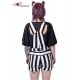 Short salopette rayé noir et blanc