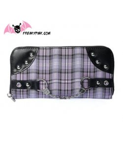 Portefeuille menottes tartan lilas