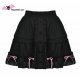 Jupe gothique lolita noire à nœuds roses