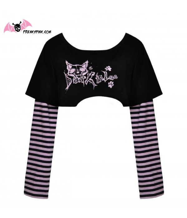 Crop top manches longues Cheshire Cat