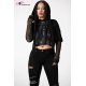 Crop top noir Dark Forces manches longues