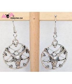 Boucles d'oreilles Baphomet pentagramme