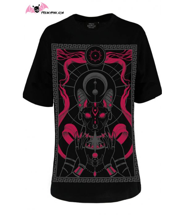 T-shirt Sphinx Goddess chat sphynx rouge et noir