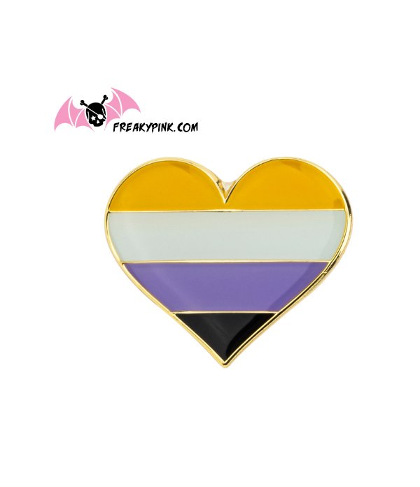 Pins coeur drapeau non binaire