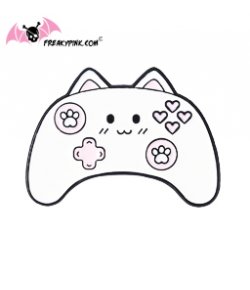 Pins manette chat rose pastel